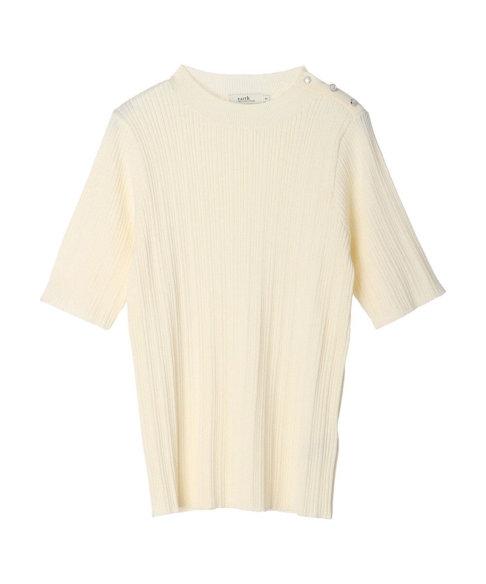 earth music&ecology ショルダーボタンリブニットプルオーバー 