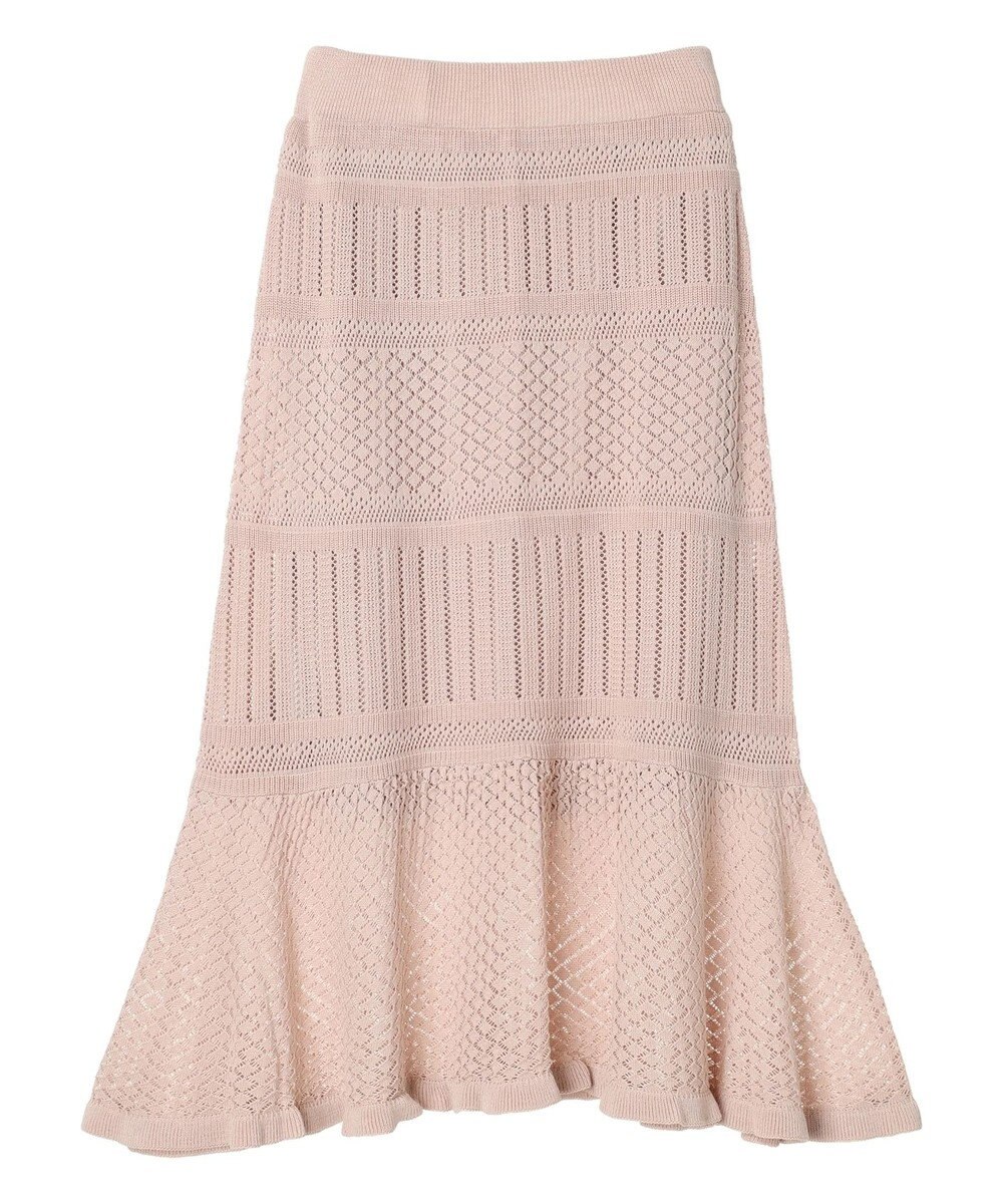 earth music&ecology ２点ＳＥＴ透かし編みカーディガン＋裾フレアスカート 