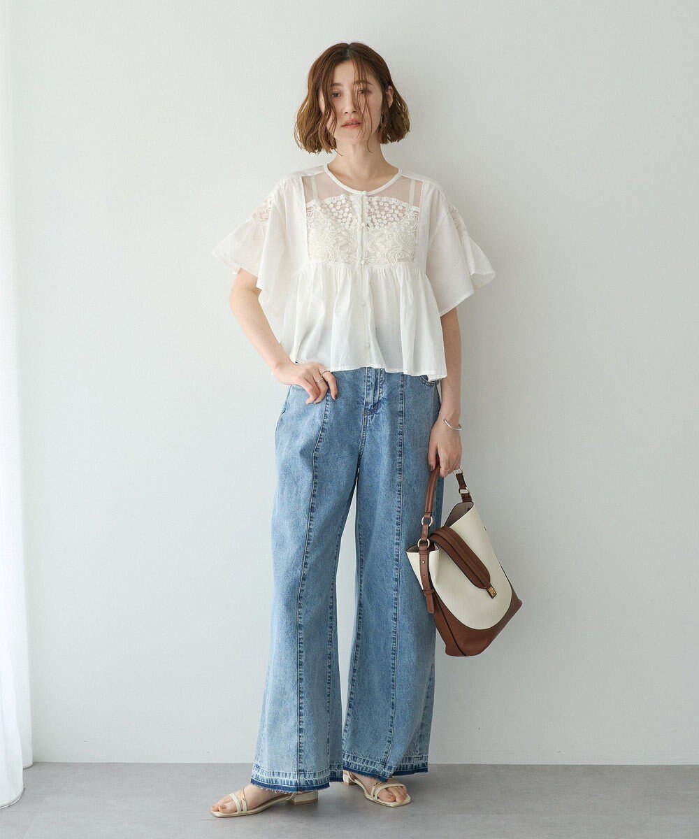 YECCA VECCA 刺繍レースブラウス 