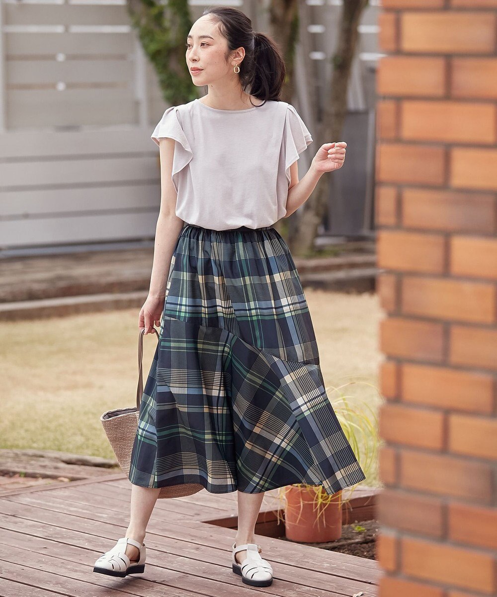 ANY L 【洗濯機可能/ウエストゴム】ビックチェックマーメイドスカート 