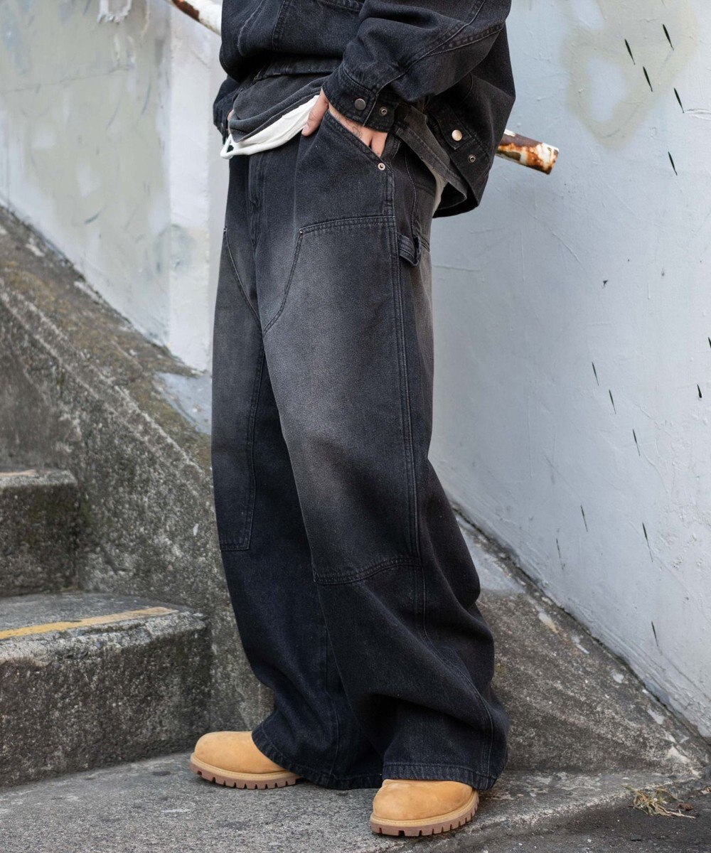 WEGO ワーカーズダブルニーデニムパンツ 