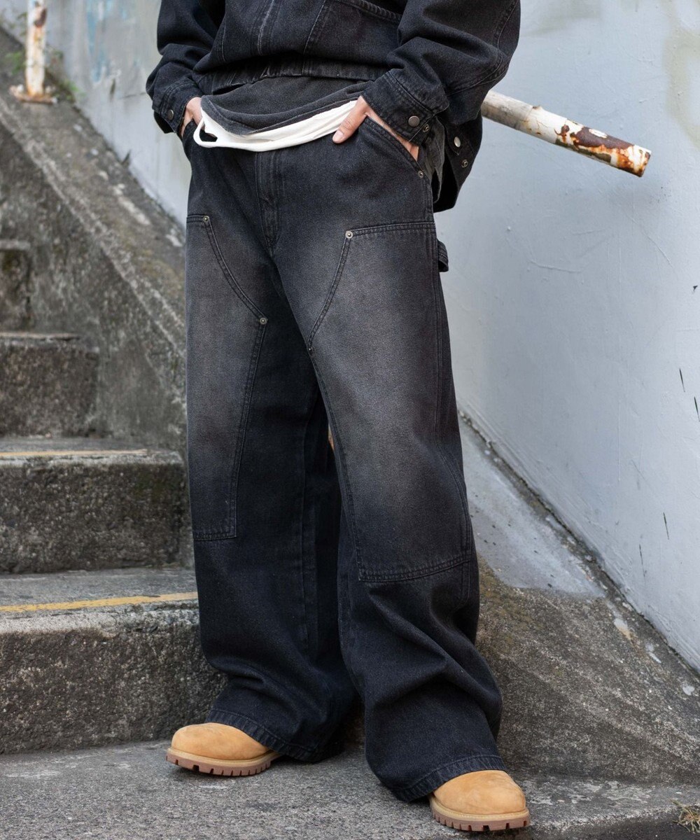 WEGO ワーカーズダブルニーデニムパンツ 