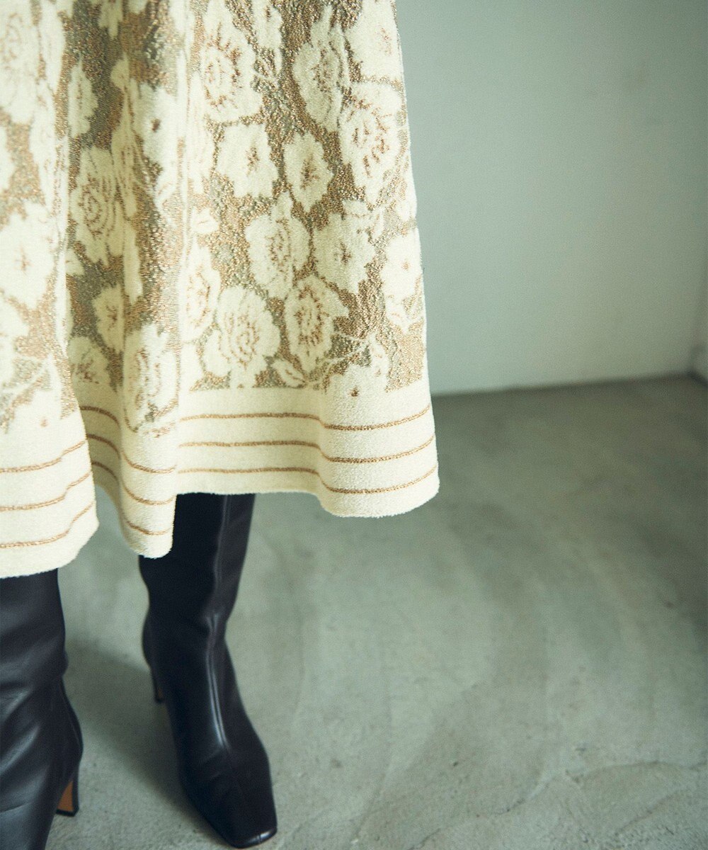 GRACE CONTINENTAL フローラルラメニットトップ 