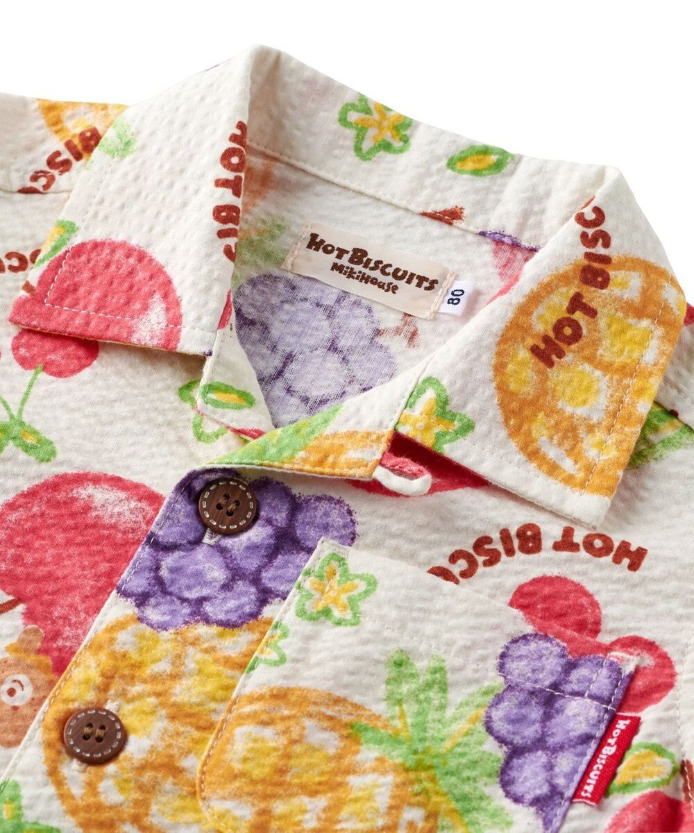 MIKI HOUSE HOT BISCUITS 【ビーンズ×フルーツシリーズ】【80-120cm】オープンカラーシャツ 