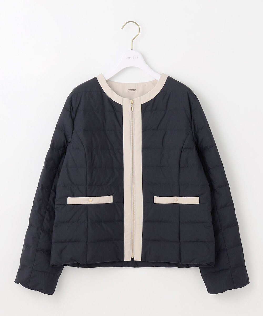 ANY SIS 【2WAY】ノーカラーダウン ジャケット 