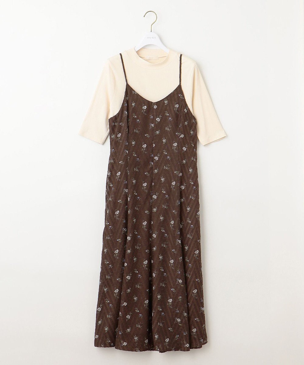 ANY SIS 【2SET】フラワーキャミ ワンピース × リブインナー 