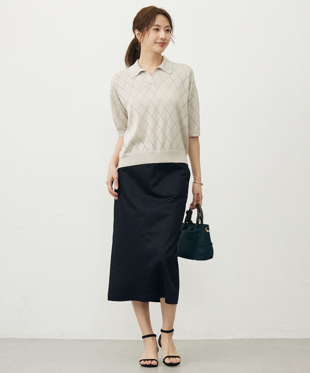 J.PRESS LADIES 【洗える・抗菌防臭】COTTON POLYESTER ポロ ニット 