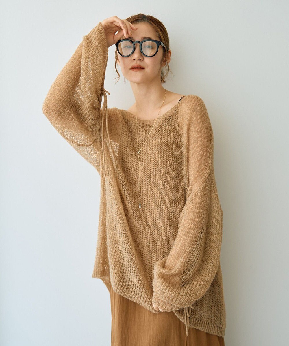 YECCA VECCA 袖シャーリングシアーニット 