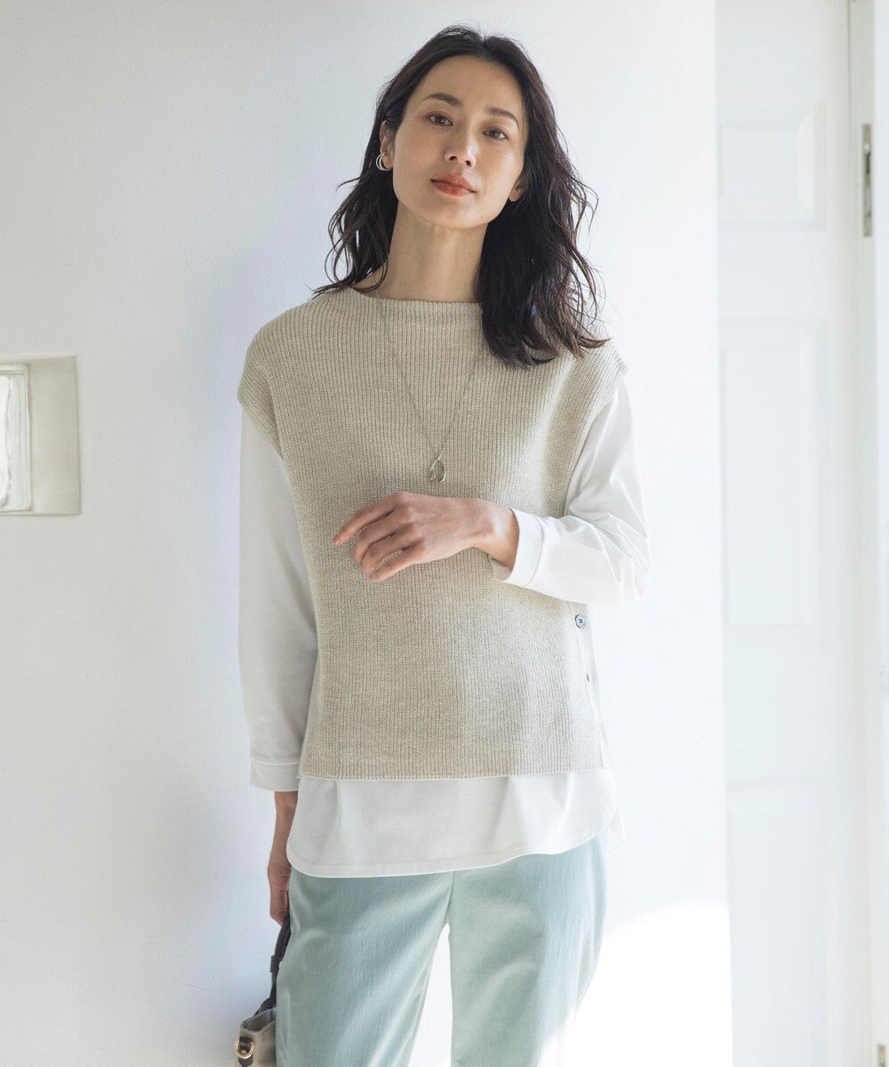 J.PRESS LADIES 【WEB限定カラーあり・洗える】セルロースリネンストレッチ テーパード パンツ 