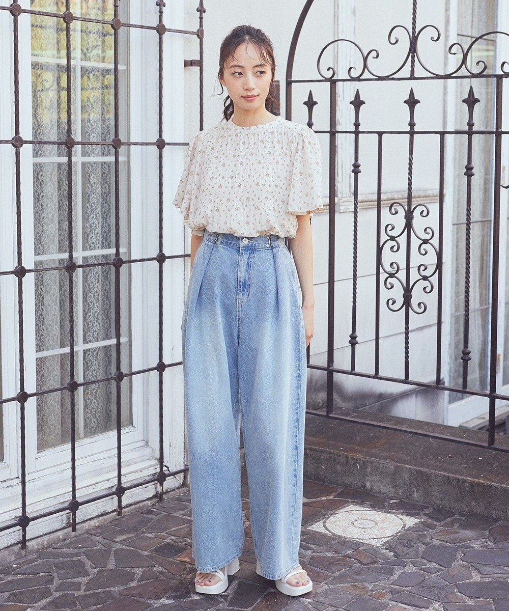 earth music&ecology マジョリカプリーツ半袖ブラウス 