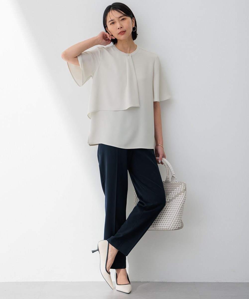 23区 L 【洗える】ストレッチジョーゼット アシンメトリー カットソー 