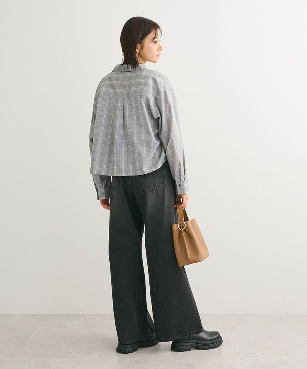 Green Parks サイドドロストショート丈シャツ（チェック） 