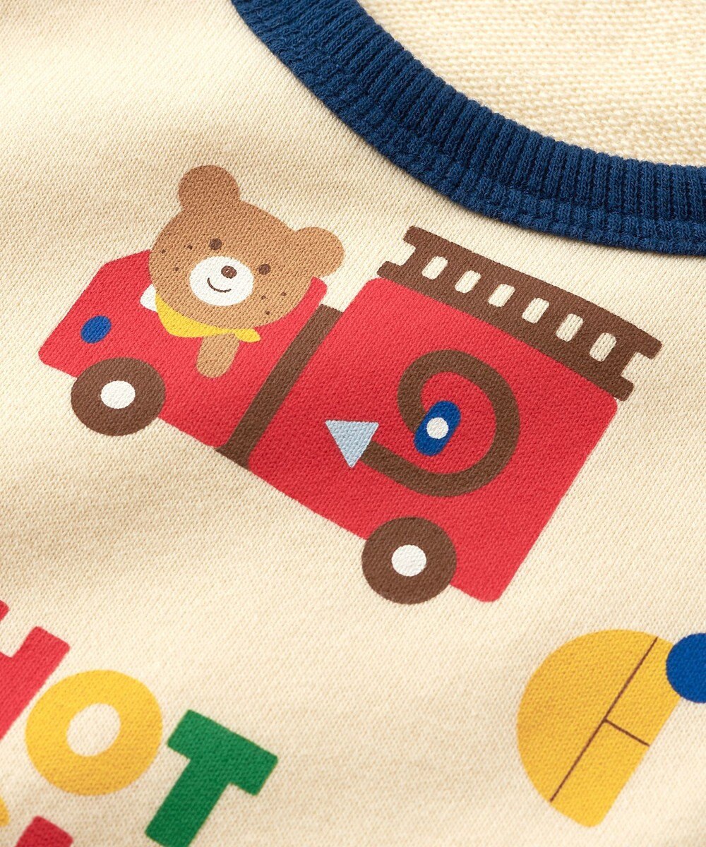 MIKI HOUSE HOT BISCUITS 【80-120cm】 働く車 ミニ裏毛 ルームウェア上下セット 