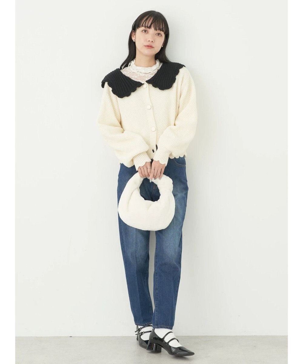 earth music&ecology フリルカラーカーディガン 