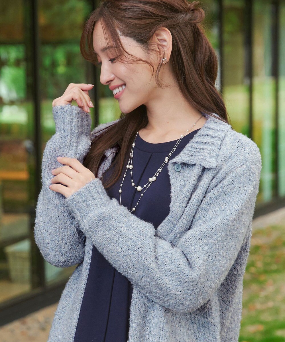 Tiaclasse 【着丈が選べる】ハイネックブークレカーディガン 