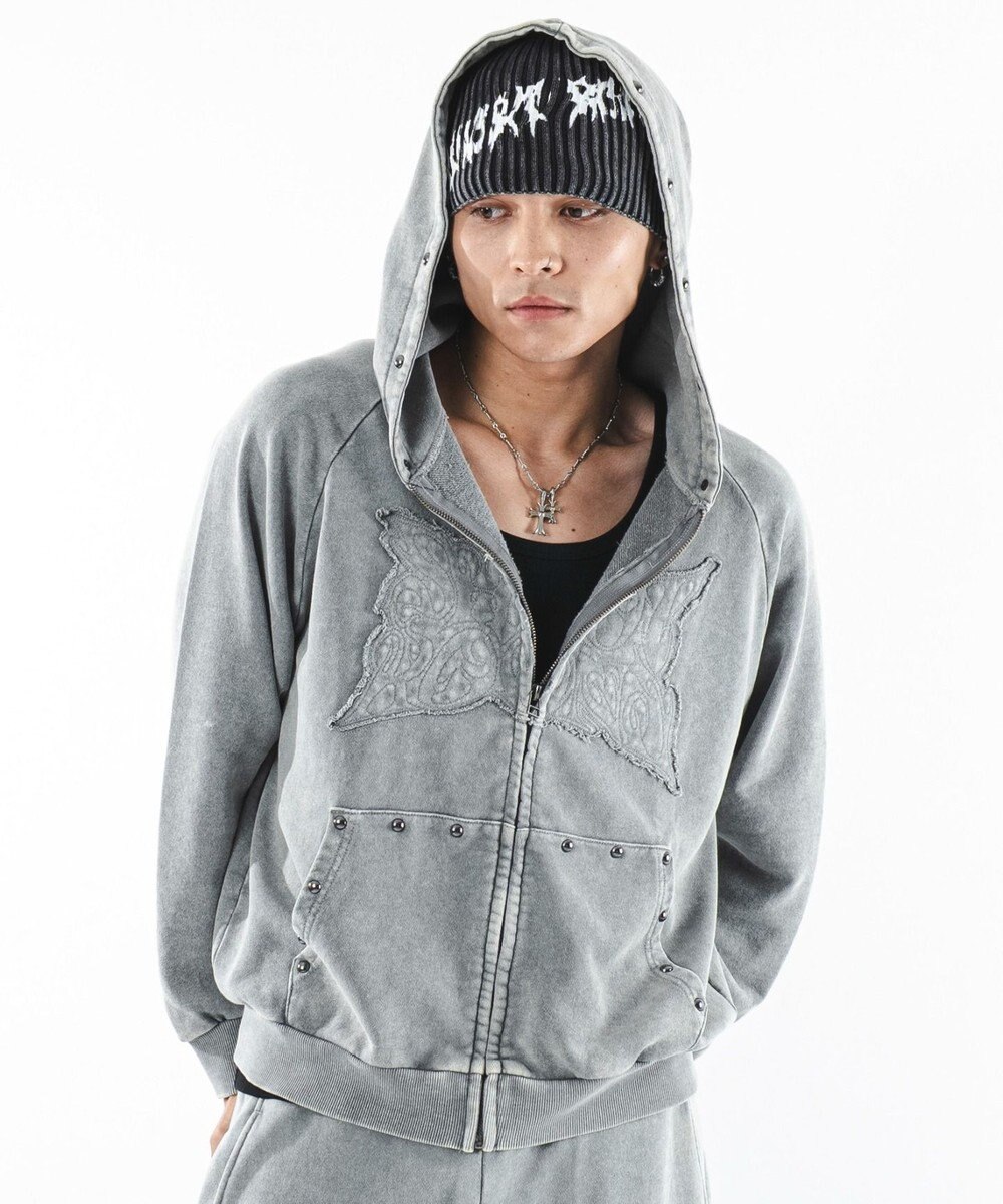 WEGO パウダーブリーチスタッズZIPパーカー 