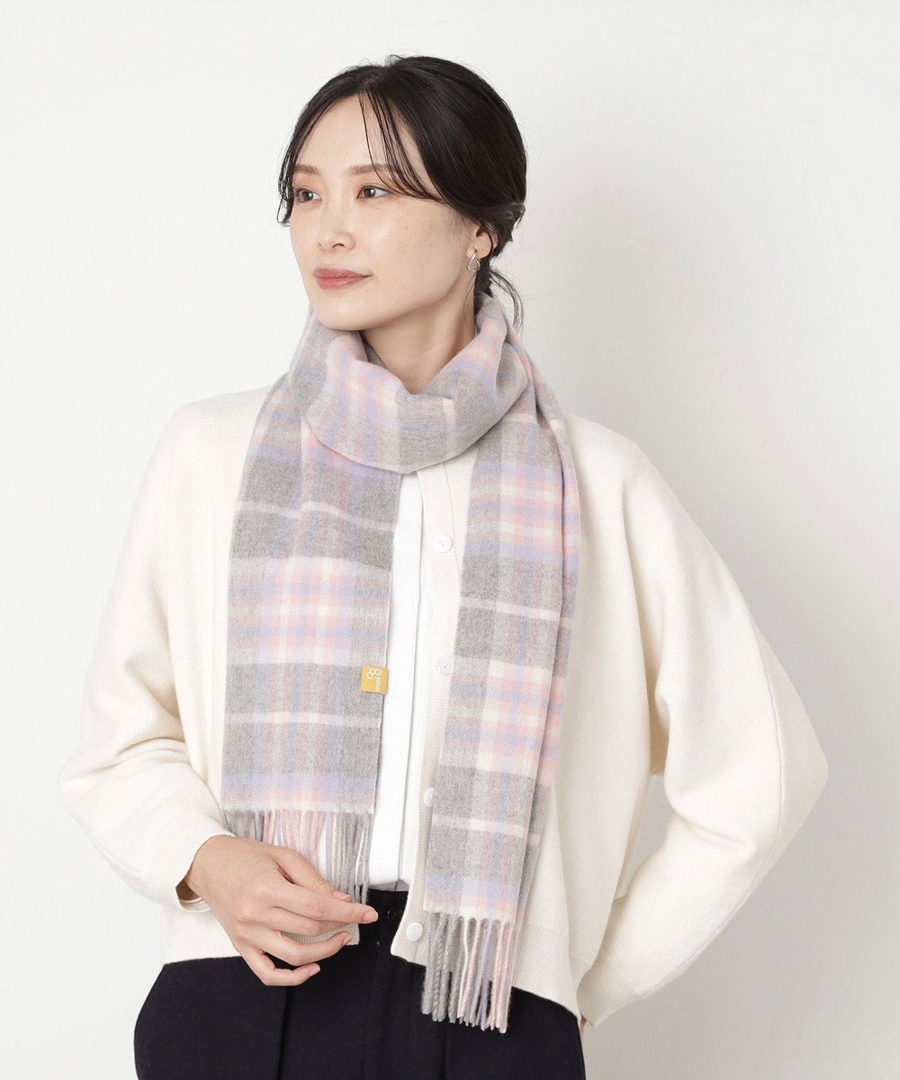 MOONBAT WEB限定【洗える】ミエル (miel) カシミヤ100％ チェックマフラー 