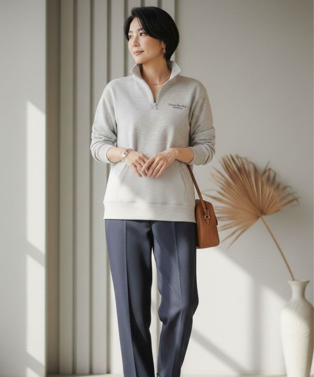 OP／FILA 【ocean pacific】Daily Cozy/あったか裏起毛ハーフジップロゴスウェット 