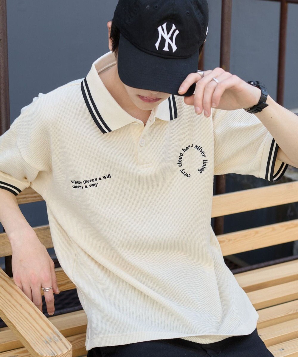 WEGO 【ユニセックス着用ITEM/MLサイズ展開】ワッフルラインポロ 