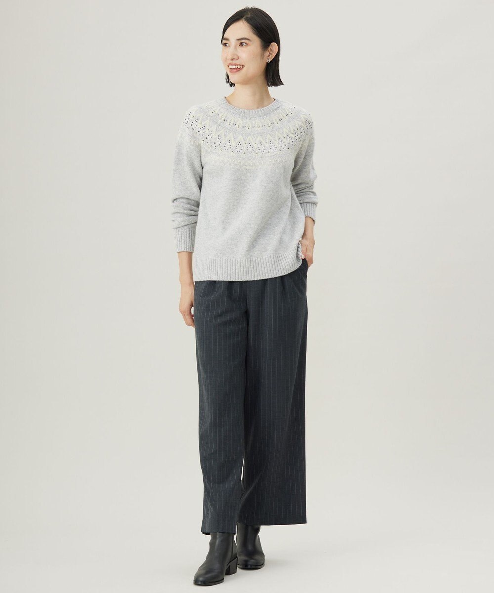 J.PRESS LADIES 【WEB限定カラーあり・洗える】FAIR ISLE ラウンドネック ニット 