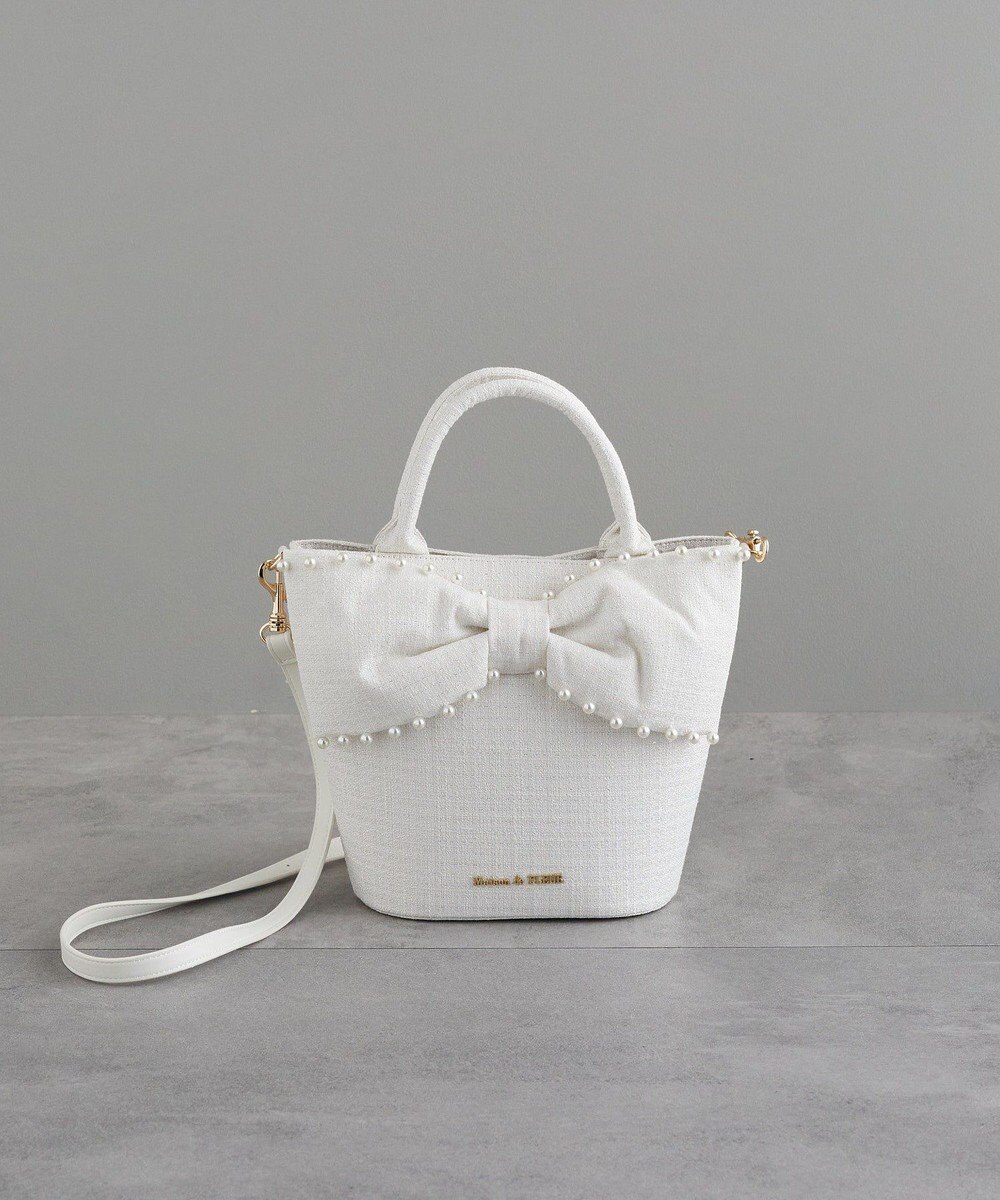 Maison de FLEUR ツイードパールショルダーバッグ 