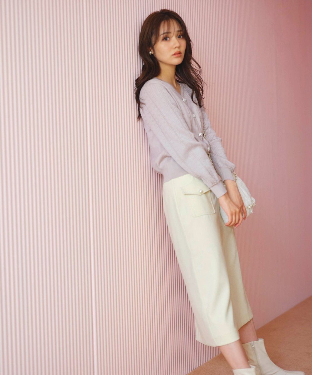 Feroux 【洗える】ビジューボタン カーディガン 