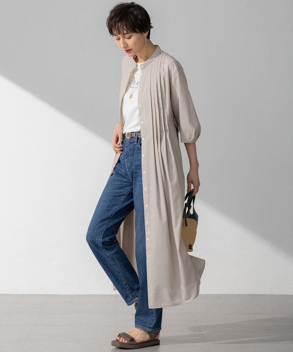 23区 L 【洗える】ラスターローン フロントタック ワンピース 