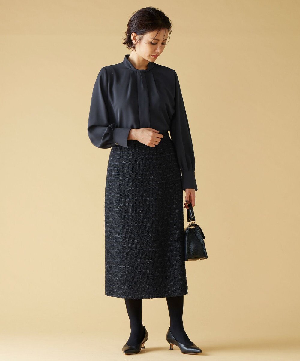 自由区 【洗える】ライトサテン ブラウス 