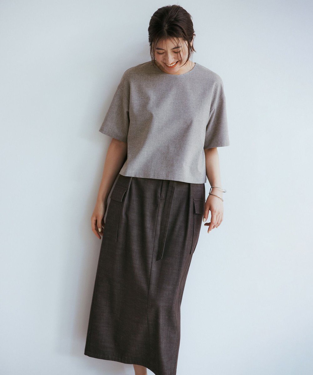 23区 【洗える】デニムライクシャンブレー Iライン スカート 