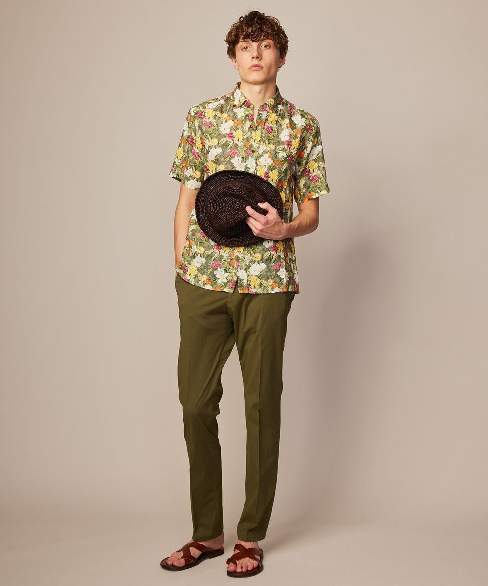 JOSEPH ABBOUD 【TEXTA・リネン100％】BIRD＆フラワープリントシャツ 