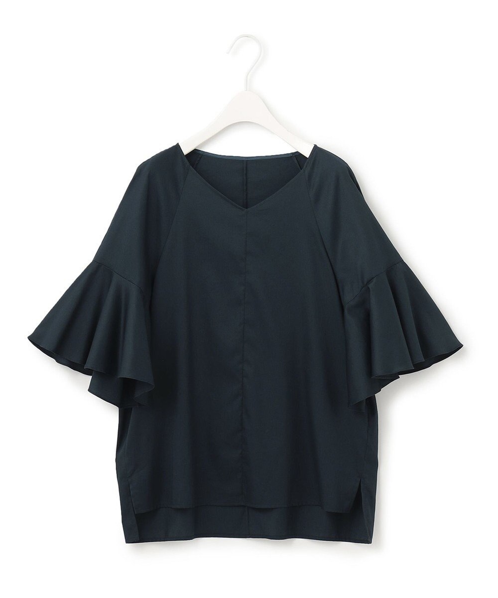 ICB 【洗える】コットンサテン　フレアスリーブブラウス 