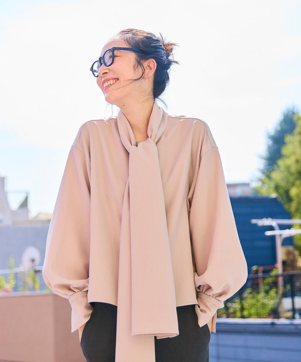 #Newans 【洗濯機可】ビックリボンパウダリーブラウス 