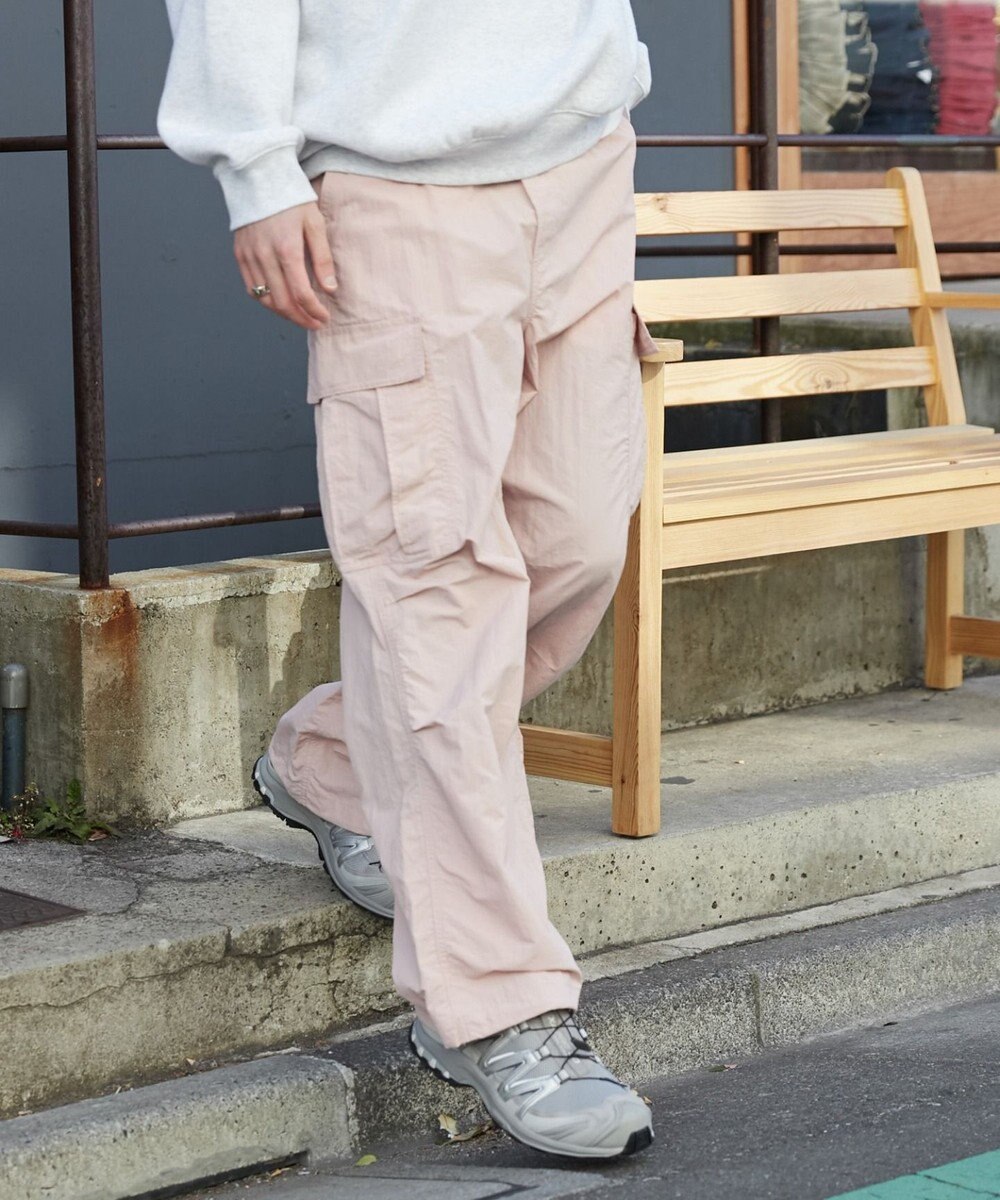 WEGO 【ウエストゴム/MLサイズ展開】ナイロンイージーカーゴパンツ 