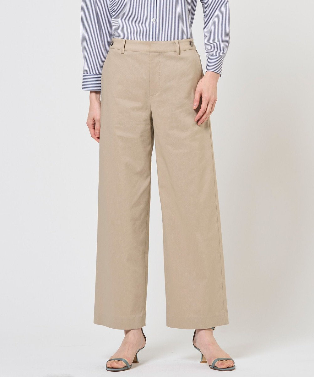 J.PRESS LADIES セルロースリネンストレッチ セミワイド パンツ 