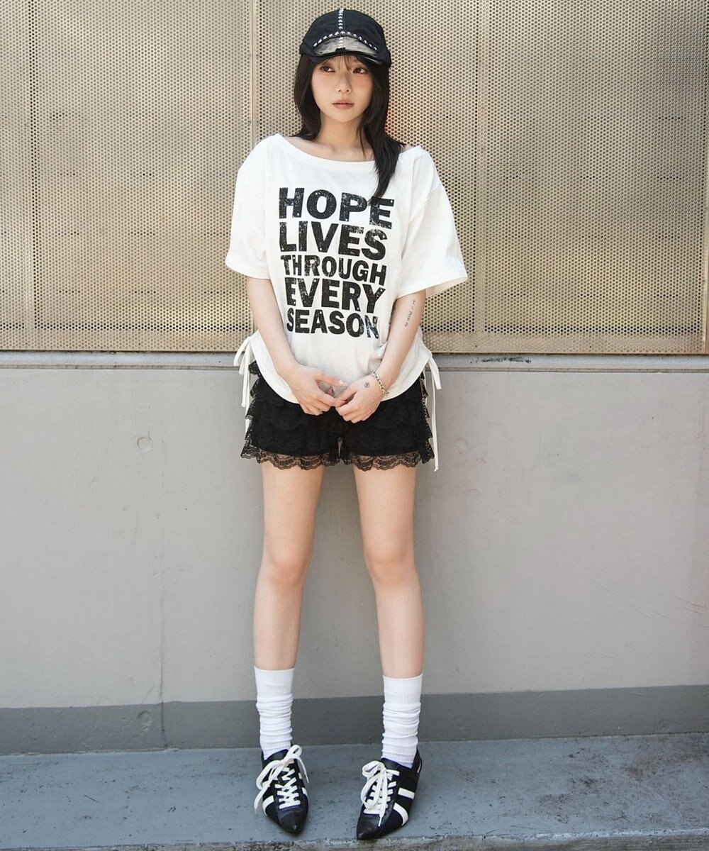 WEGO サイドドロストオフショルグラフィックT 