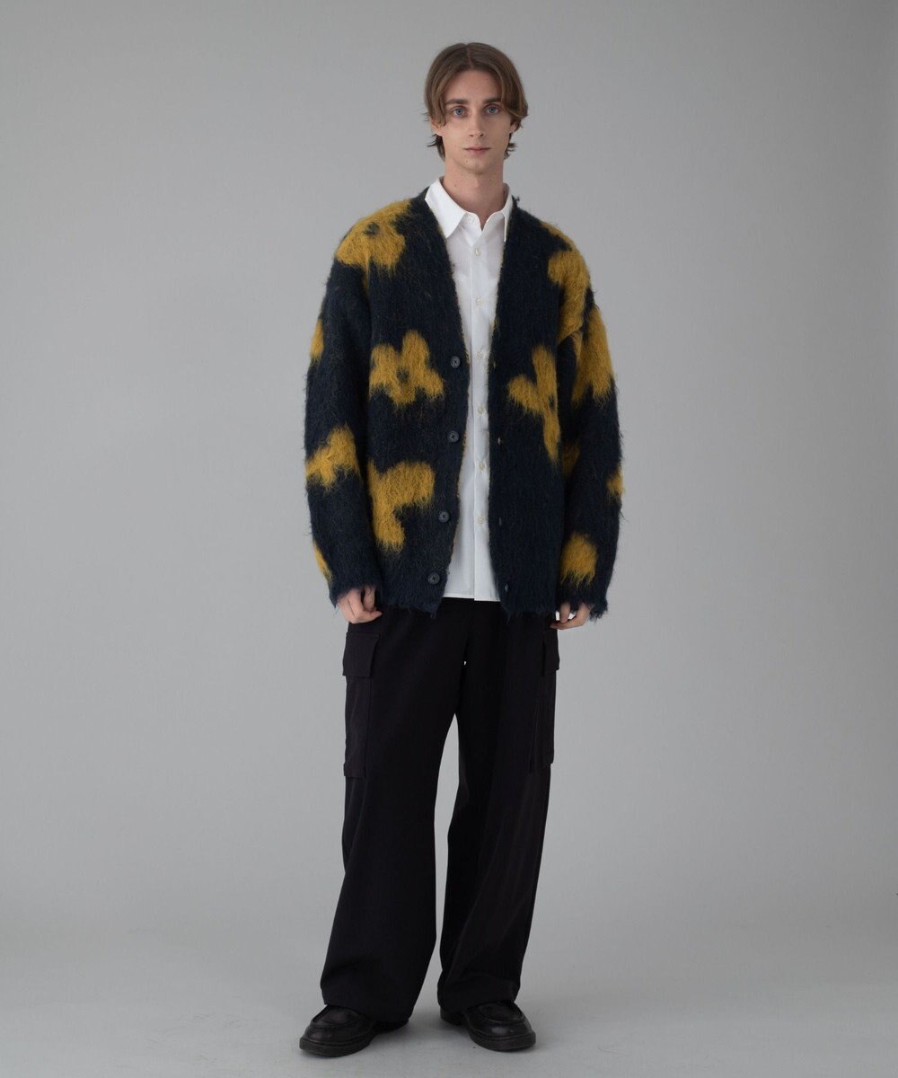 WEGO 【ユニセックス着用ITEM/MLサイズ展開】モヘアタッチパターンカーディガン 