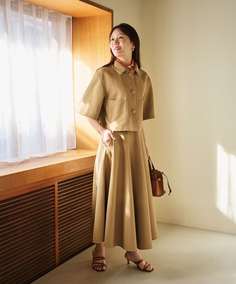 #Newans 【シワになりにくい】〈花乃まりあさんコラボ〉クロップドシャツジャケット 