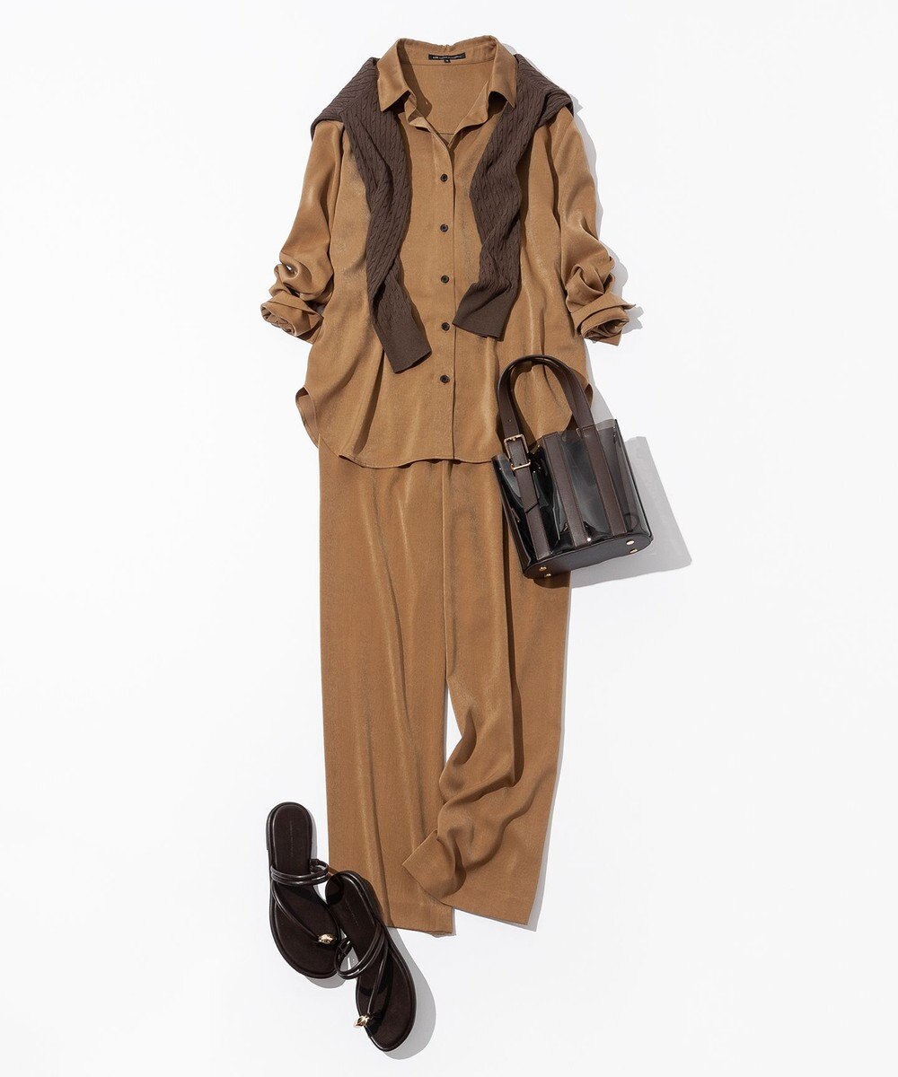 23区 L 【見上愛さん着用/Oggi10月号掲載/洗える】スエーディーサテン ワイド パンツ 