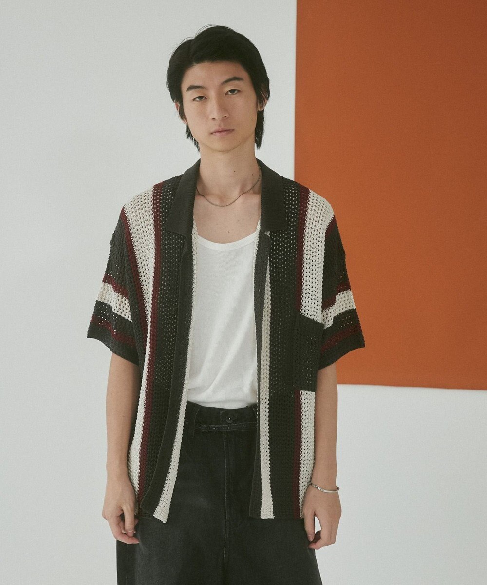 WEGO メッシュストライプニットカーディガン（SS） 