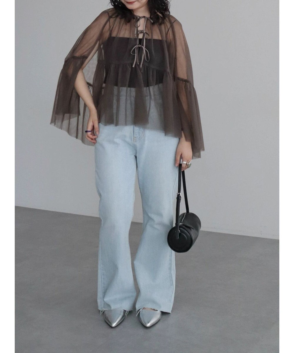 Green Parks リボンチュールデザインブラウス 