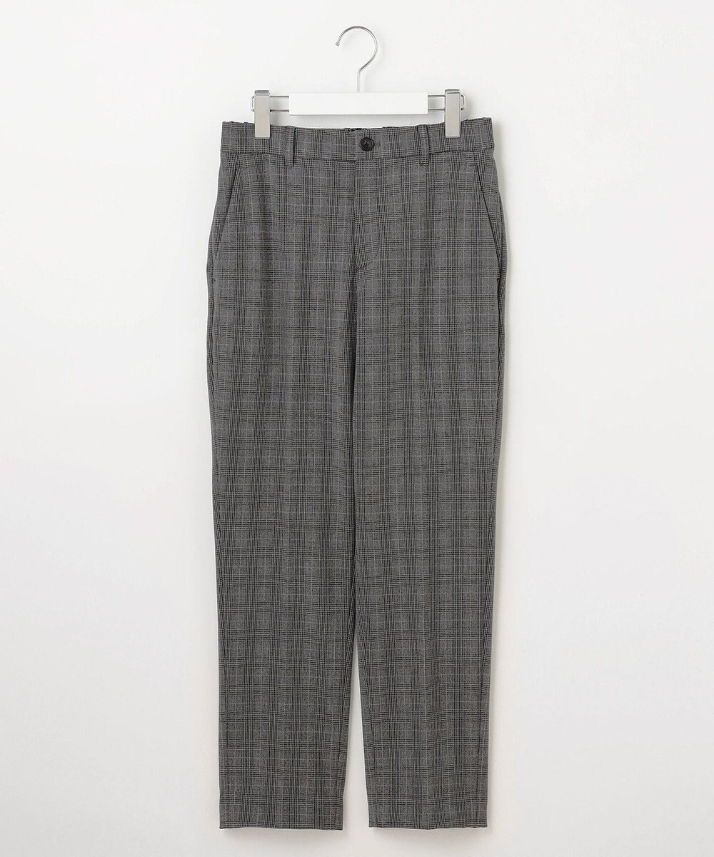 自由区 【撥水加工・洗える】TRギャバ裏起毛チェック柄テーパード パンツ 