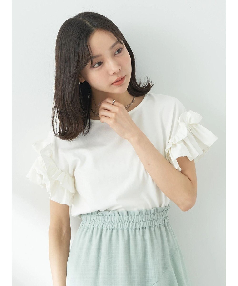 earth music&ecology フリルスリーブカットソー 