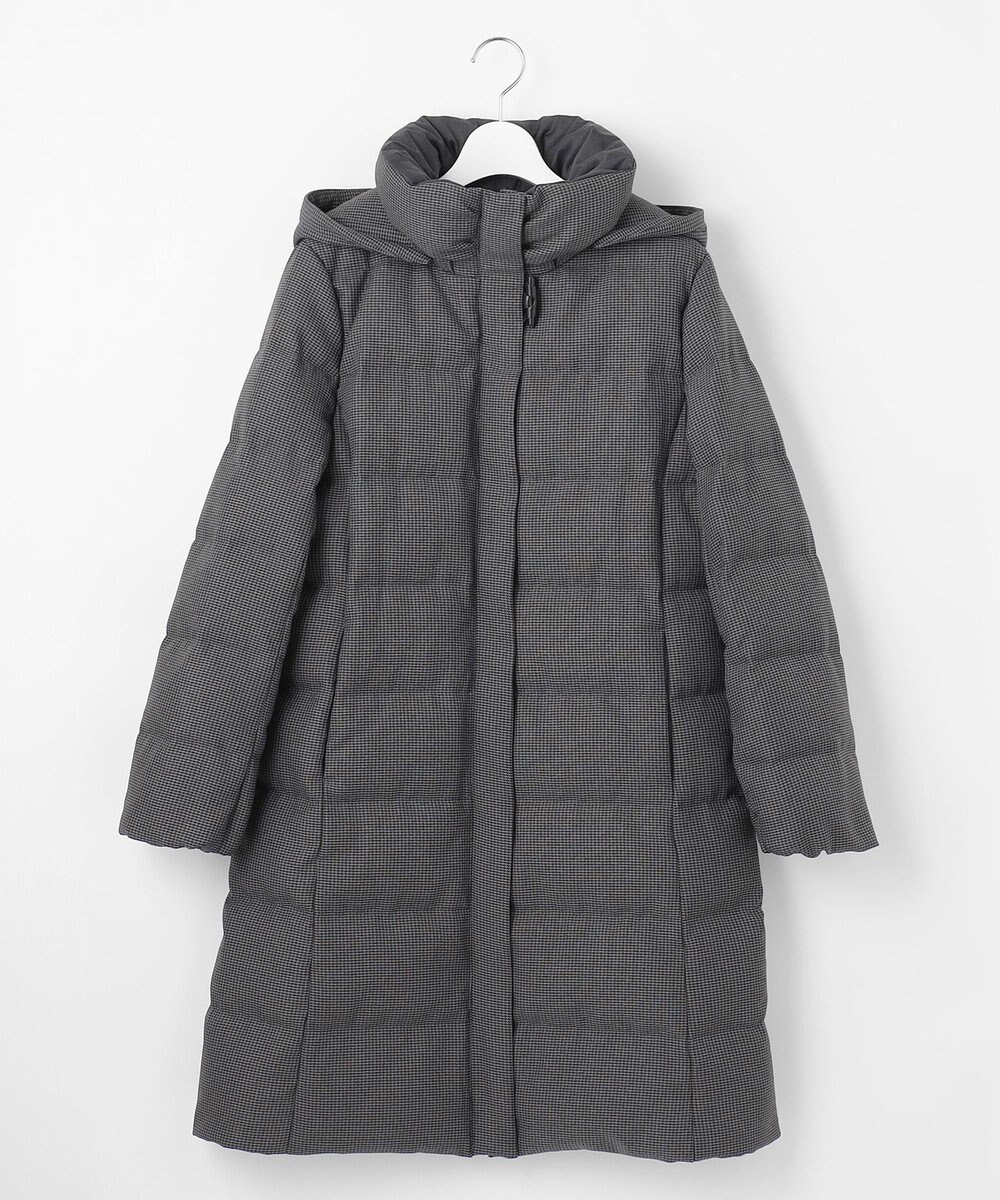 J.PRESS LADIES 【洗える】ポリエステルハウンドトゥース ロング ダウンコート 