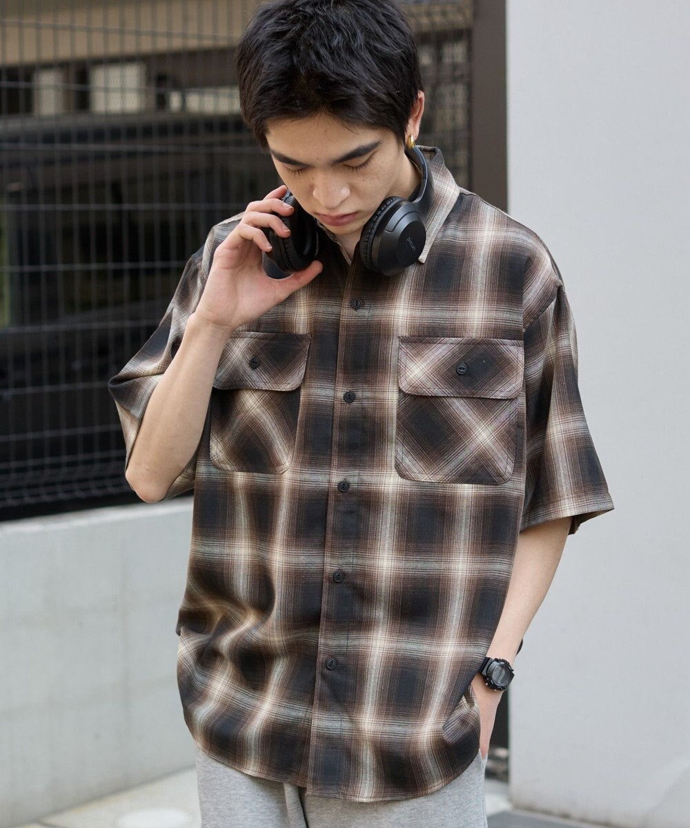 WEGO 【ユニセックス着用ITEM/SMLサイズ展開】オンブレチェックシャツ（SS） 
