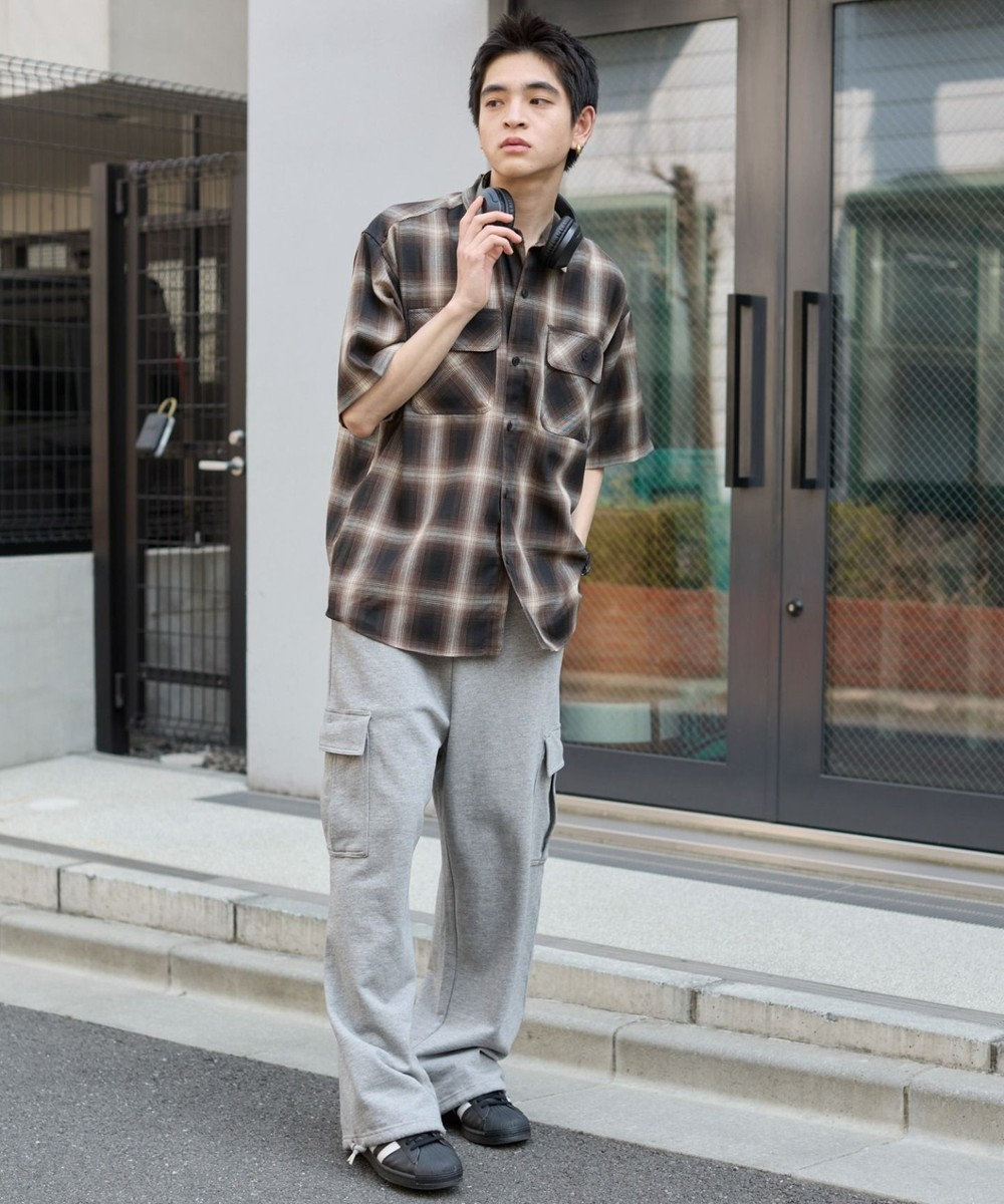 WEGO 【ユニセックス着用ITEM/SMLサイズ展開】オンブレチェックシャツ（SS） 