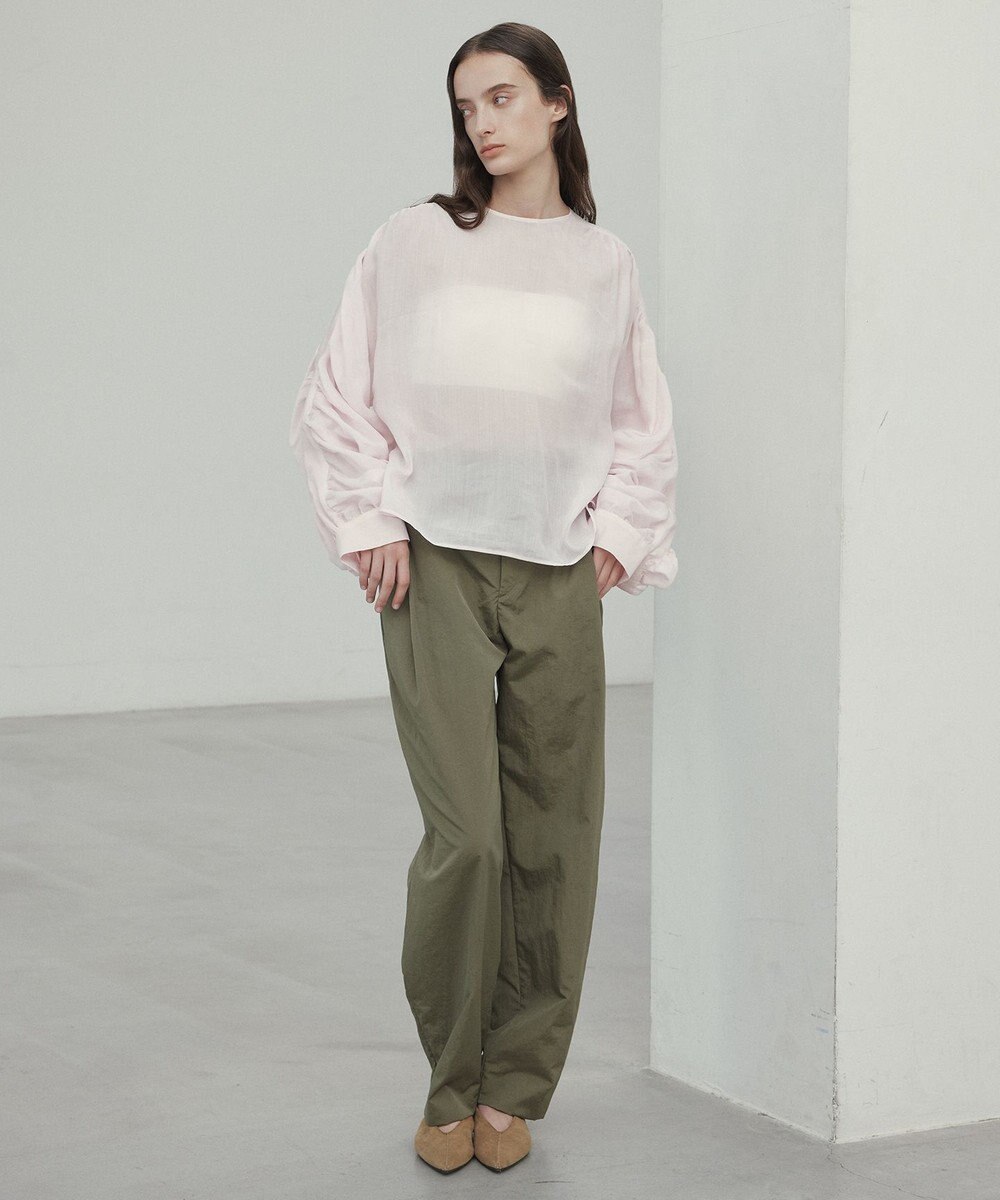 BEIGE， 【洗える】PAULINE / タックギャザーリネンボリュームブラウス 