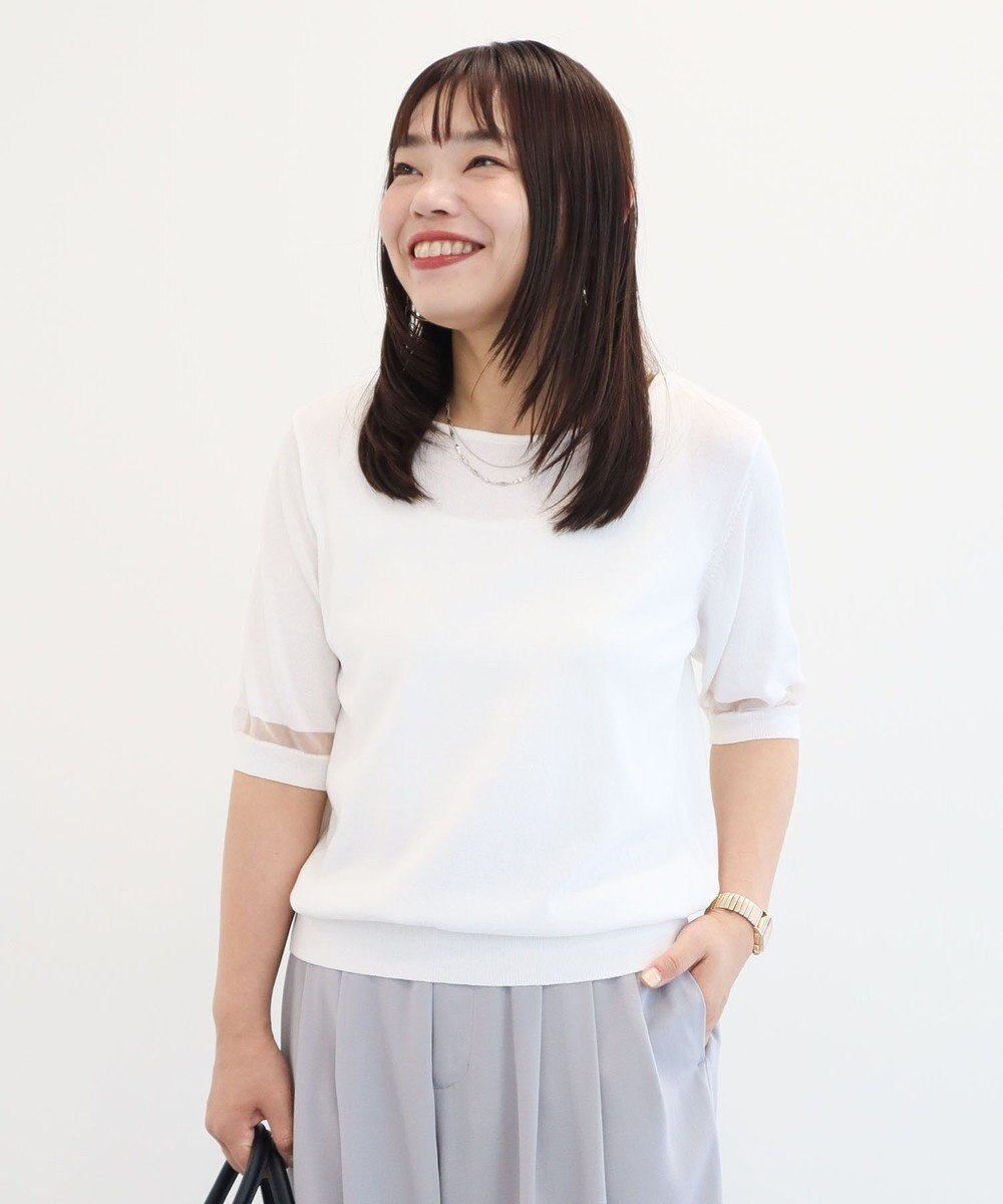 Green Parks 袖シアーニットプルオーバー 