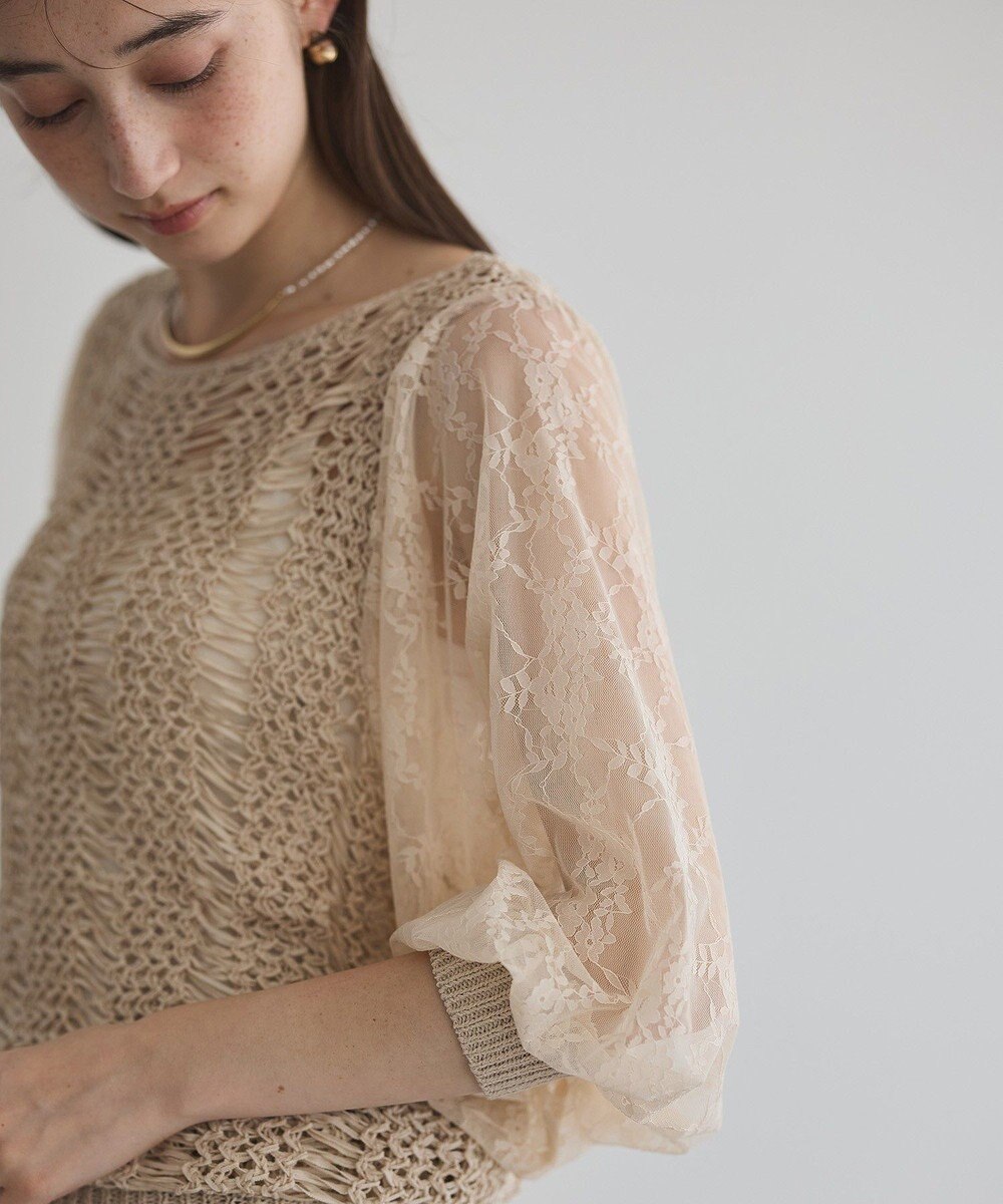 YECCA VECCA 【archive】テープヤーン袖レースプルオーバー 