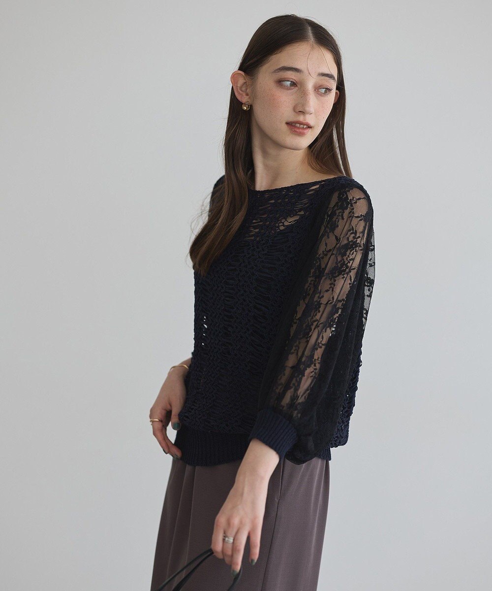 YECCA VECCA 【archive】テープヤーン袖レースプルオーバー 