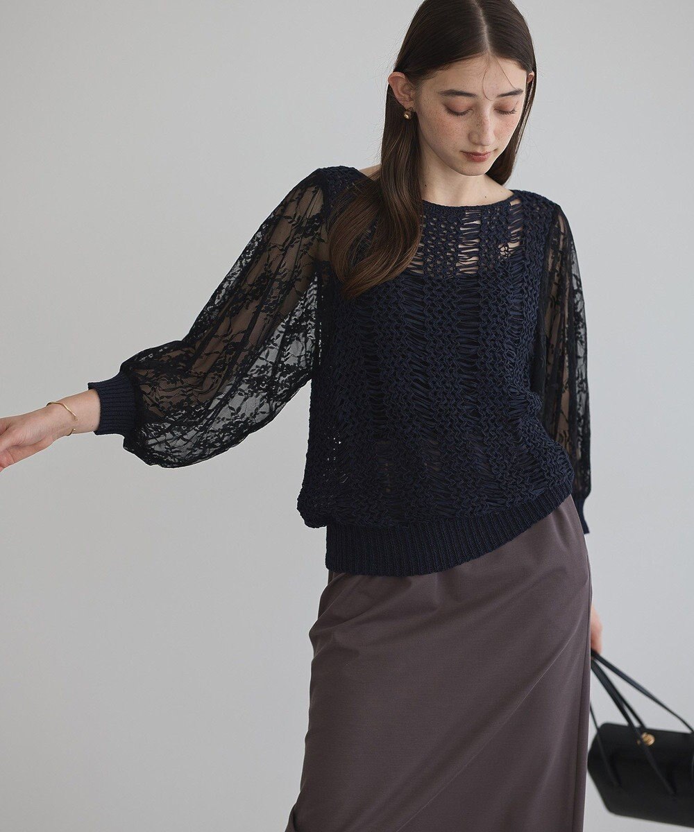 YECCA VECCA 【archive】テープヤーン袖レースプルオーバー 